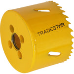 Serra Copo Bimetal Broca 60mm Corte Metal Geral Tradestar - Serra copo amarela com dentes, ideal para cortes precisos em metal, madeira, plásticos e gesso. Ferramenta Tradestar para uso profissional e industrial.