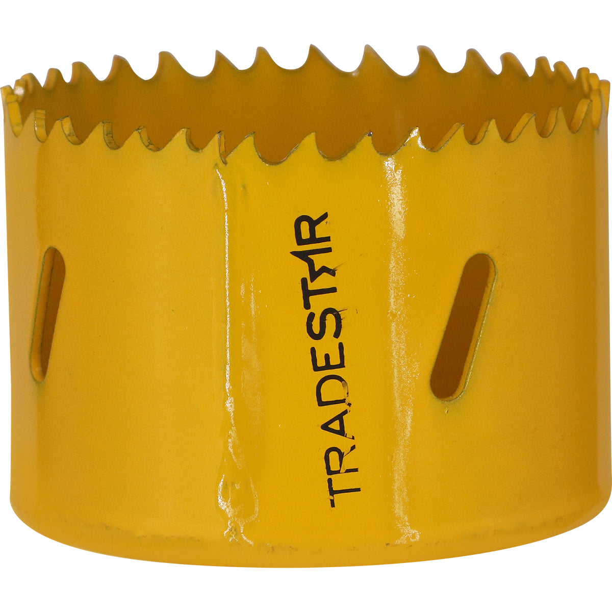 Serra Copo Bimetal Broca 64mm Corte Metal Geral Tradestar - Serra copo amarela com dentes afiados, ideal para cortes precisos em metal, madeira, plásticos e gesso. Ferramenta Tradestar para marcenaria, construção civil e indústrias.