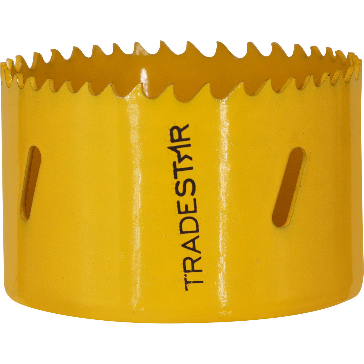 Serra Copo Bimetal Broca 70mm Corte Metal Geral Tradestar - Serra copo amarela com dentes afiados, ideal para cortes precisos em metais, construção civil e indústrias. Ferramenta Tradestar para uso profissional.