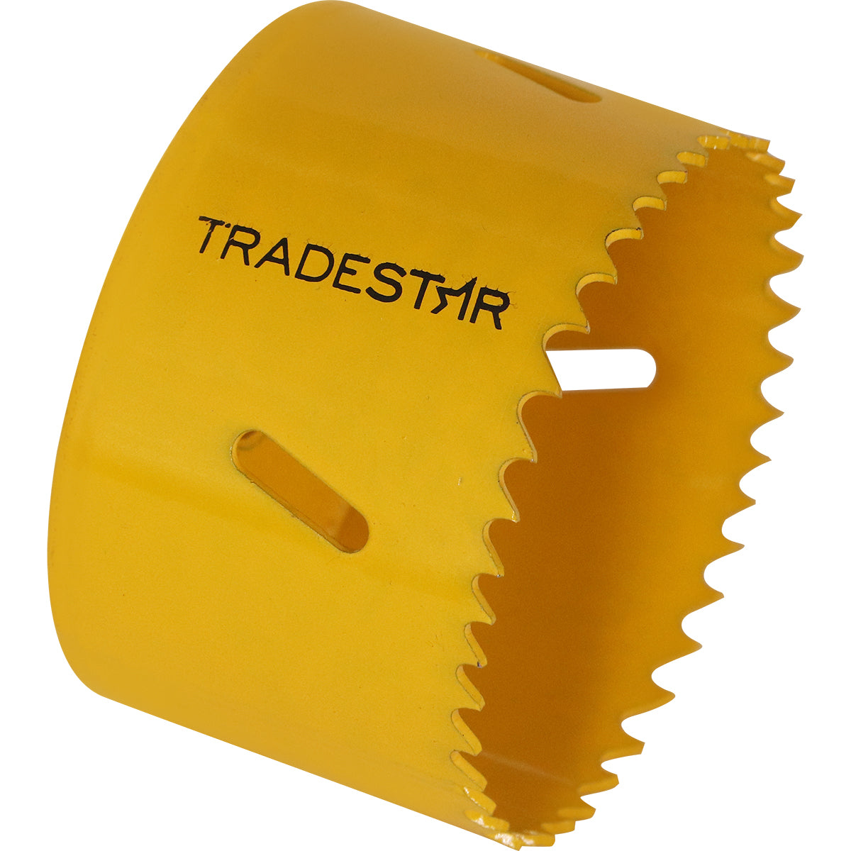 Serra Copo Bimetal Broca 70mm Corte Metal Geral Tradestar - Serra copo amarela com dentes afiados, ideal para cortes precisos em metal, madeira, plásticos e gesso. Ferramenta profissional e industrial da marca Tradestar.