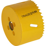 Serra Copo Bimetal Broca 70mm Corte Metal Geral Tradestar - Serra copo amarela para corte preciso em metais, ideal para uso profissional e industrial. Ferramenta Tradestar para construção civil, marcenaria e indústrias.