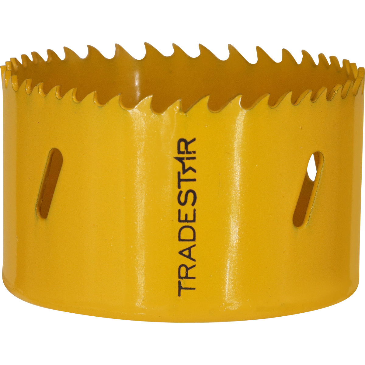 Serra Copo Bimetal Broca 72mm Corte Metal Geral Tradestar - Serra copo amarela com dentes afiados, ideal para cortes precisos em metais, madeira, plásticos e gesso. Ferramenta Tradestar para construção, marcenaria e indústrias.