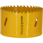 Serra Copo Bimetal Broca 72mm Corte Metal Geral Tradestar - Serra copo amarela com dentes afiados, ideal para cortes precisos em metais, madeira, plásticos e gesso. Ferramenta Tradestar para construção, marcenaria e indústrias.