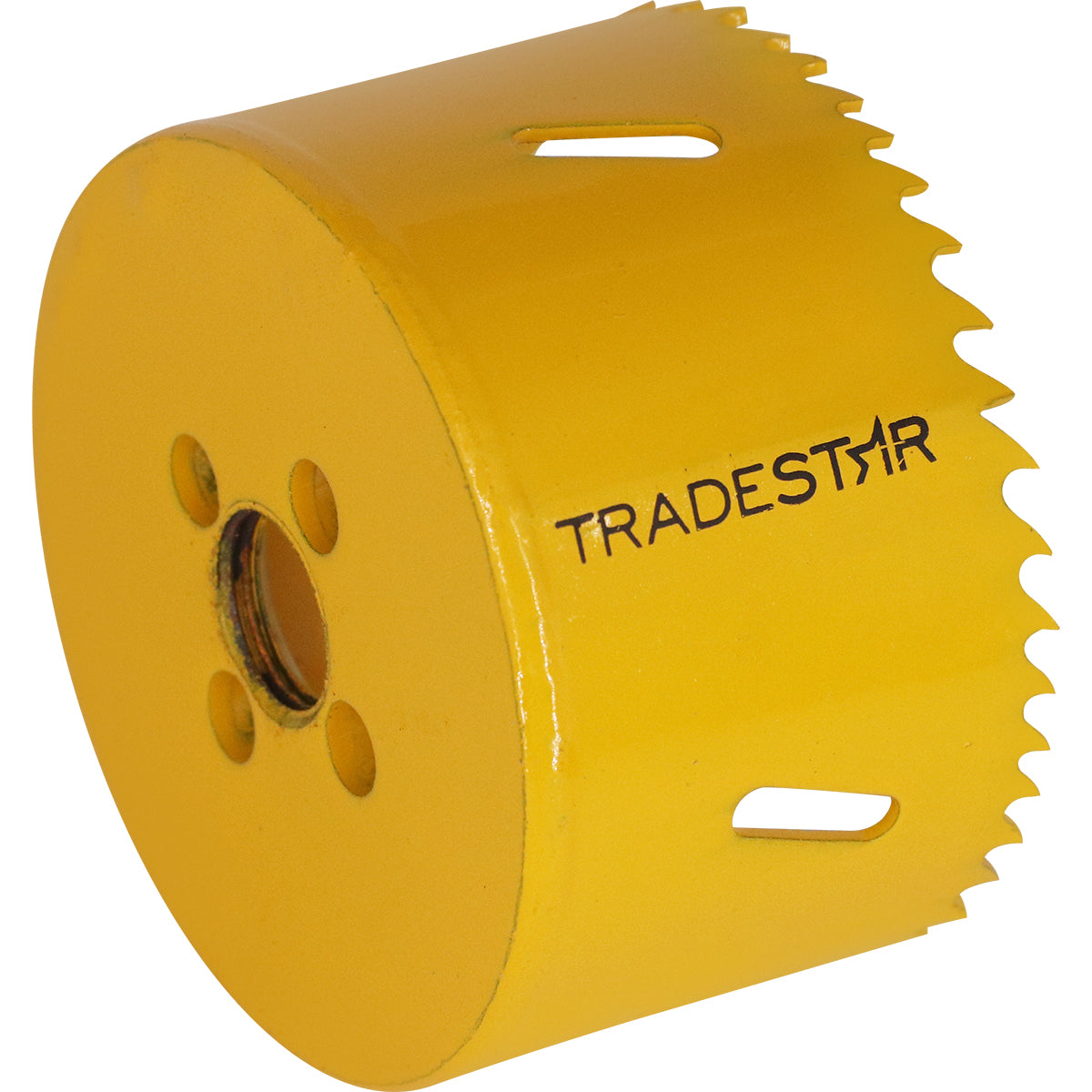 Serra Copo Bimetal Broca 72mm Corte Metal Geral Tradestar - Serra copo amarela para corte em metal, ideal para construção, marcenaria e indústrias. Ferramenta Tradestar para cortes precisos e eficientes em chapas e tubos metálicos.