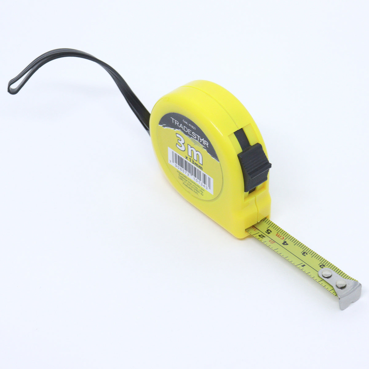 Kit 10 Trenas de aço metal 3m com fita métrica e trava, ideal para medições precisas. Trena amarela com fita em centímetros e polegadas, perfeita para uso em construção e projetos diversos.