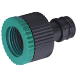 Engate rápido para mangueira de jardim, parte do conjunto de irrigação com hidropistola 4 peças. Adaptador para conexão de mangueira, ideal para irrigação de hortas e jardins.