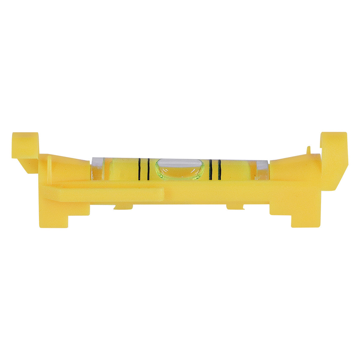 Mini nível amarelo para carretel de linha com giz, ideal para marcações precisas em construção e reformas. Acessório para carretel de drywall Tradestar.