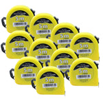 Kit com 10 trenas de aço metal Tradestar de 5 metros com fita de 19mm, com trava e corpo amarelo. Ideal para medições precisas em projetos de construção, marcenaria e uso geral. Ferramenta essencial para profissionais e hobbistas.