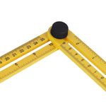 Esquadro plástico ajustável Tradestar 250x120mm amarelo, ferramenta para marcação, medição e nivelamento em construção civil, marcenaria e carpintaria. Possui escala em centímetros e ajuste de ângulos.