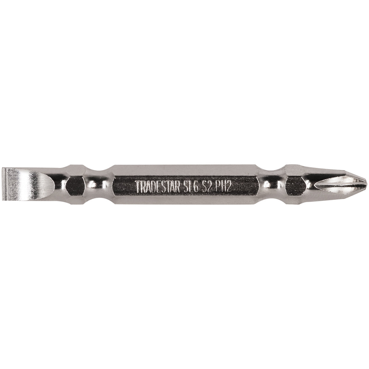 Bits Ponteira Dupla 65mm PH2 Philips Fenda Tradestar - Ideal para parafusadeiras, aço S2, imantado, 1/4". Perfeito para marcenaria, carpintaria e construção civil. Alta durabilidade e precisão.