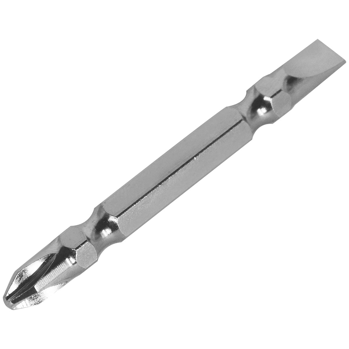 Bits Ponteira Dupla 65mm PH2 Philips Fenda Pro para Parafusadeira - Aço S2 Imantado - Ideal para parafusos Phillips e Fenda, uso profissional e doméstico.