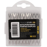 Bits ponteira dupla parafusadeira 65mm PH2 Philips imantada Pro Tradestar, jogo com 10 peças em aço S2, ideal para parafusadeiras elétricas e manuais. Pontas magnéticas para maior precisão em trabalhos de construção e manutenção.