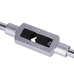 Jogo de Macho com Vira Macho 8 Peças Profissional Cromo Vanádio Tradestar - Ferramenta para criação de roscas internas em furos, ideal para mecânicos e usinagem. Contém machos M3 a M12 e vira macho.