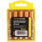 Kit 10 Ponteiras Magnética Imã Philips Ph2 Parafusadeira Tradestar - Jogo de ponteiras PH2 magnéticas de 65mm para parafusadeiras elétricas e manuais. Ideal para montadores e profissionais, oferece precisão e durabilidade. Embalagem com 10 peças.