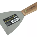 Kit 5 Espátula 10 cm Aço Inox Multiuso para Chapa Gesso Drywall - Ferramentas Tradestar para aplicação em massa, drywall e construção. Espátulas de aço inox com cabo de madeira, ideais para nivelamento e acabamento.