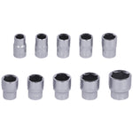 Jogo de Soquetes 10 a 22 MM para Chave Catraca Reversível Encaixe 1/2 Pro Tradestar. Soquetes de aço cromo vanádio (CRV) para mecânica, manutenção e indústria. Ferramenta de alta resistência e precisão.