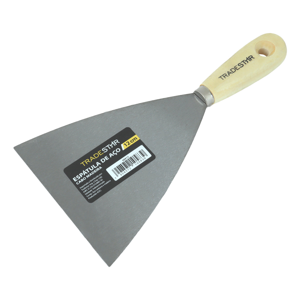 Kit 5 Espátulas Tradestar 12cm Aço Carbono Cabo de Madeira para Gesso, Massa Corrida e Drywall - Ferramenta multiuso para construção e reforma.