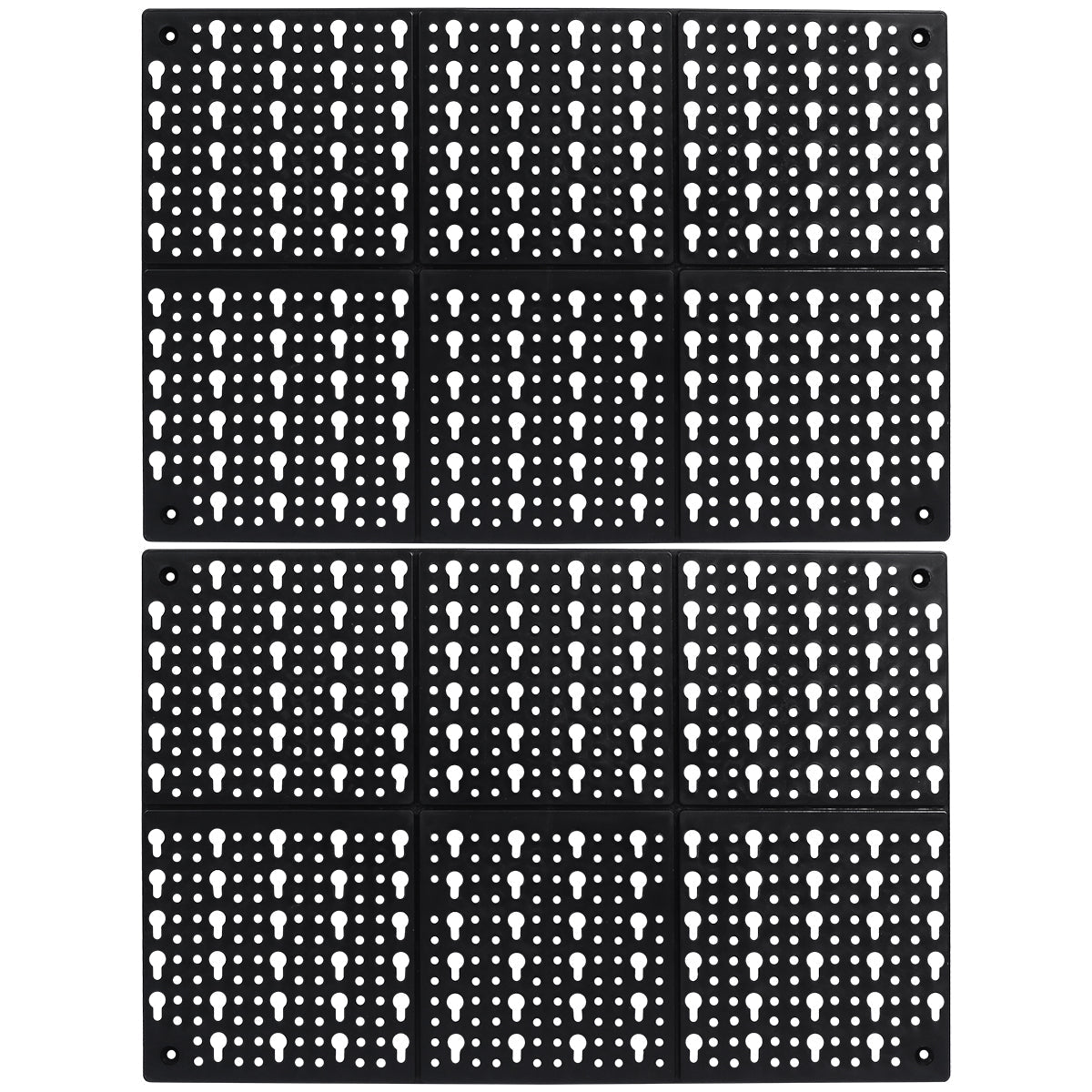 Painel Porta Ferramentas 24 Ganchos Organizador Para Casa Tradestar - Painel preto modular com furos para organização de ferramentas em oficinas e garagens. Inclui 24 ganchos de diferentes tipos para otimizar o armazenamento e acesso às ferramentas.