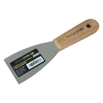 Kit 5 Espátula 6 cm Aço Inox Multiuso Tradestar para Chapa, Gesso e Drywall. Lâmina de aço inoxidável com cabo de madeira ergonômico, ideal para acabamentos precisos e aplicação de massas. Ferramenta durável e versátil para uso profissional e projetos DIY.