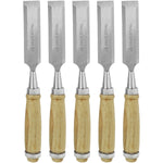 Kit 5 Formão para Madeira Tradestar 1 Polegada (25mm) - Ferramenta para entalhe e corte preciso em madeira, ideal para marcenaria e artesanato. Cabo ergonômico e lâmina de aço resistente.
