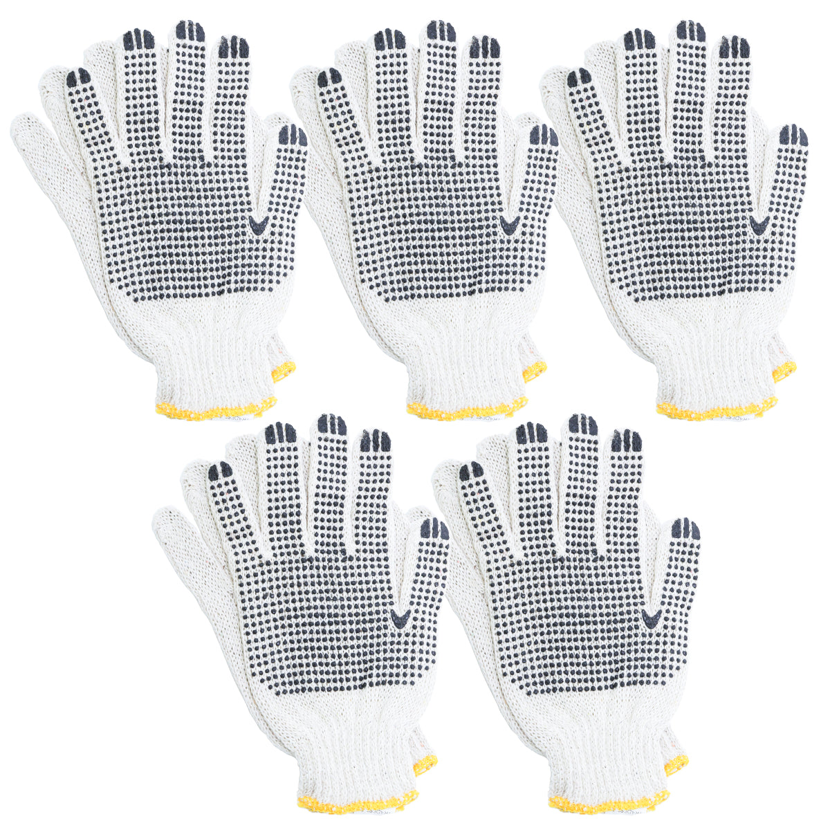 Luva de pano tricotada de malha pigmentada branca, par EPI, kit com 5 unidades. Luvas TradeStar 10 polegadas, ideais para trabalhos manuais, industriais e jardinagem. Oferecem proteção e conforto, com design flexível e durável.
