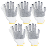 Luva de pano tricotada de malha pigmentada branca, par EPI, kit com 5 unidades. Luvas TradeStar 10 polegadas, ideais para trabalhos manuais, industriais e jardinagem. Oferecem proteção e conforto, com design flexível e durável.