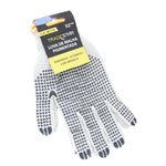 Luva de pano tricotada de malha pigmentada branca TradeStar, EPI, tamanho 10 (único), ideal para proteção em trabalhos manuais e industriais. Luva com pigmentos antiderrapantes na palma e dedos, oferecendo maior aderência. Kit com 5 pares.