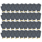 Kit com 36 pares de luvas de pano tricotada de malha pigmentada preta EPI TradeStar. Luvas de segurança de alta resistência, ideais para trabalhos manuais, industriais e jardinagem. Oferecem proteção e conforto, com design flexível e ajuste de 10 polegadas.