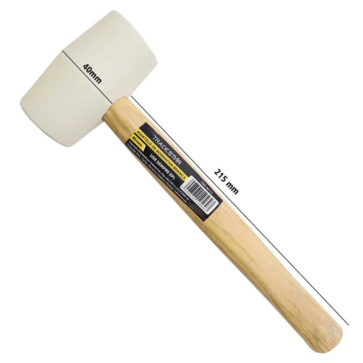 Kit 2 Martelo Borracha Assentar Piso 40mm e 60mm Branco Tradestar - Ferramenta ideal para instalação de pisos, com cabeça de borracha branca que não danifica o material. Cabo ergonômico para conforto e controle. Perfeito para profissionais e projetos DIY.