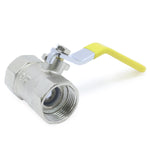 Registro de esfera Tradestar com alavanca 3/4 em liga de zinco, ideal para controle de fluxo de água em sistemas hidráulicos. Kit com 10 unidades, durável e resistente à corrosão.