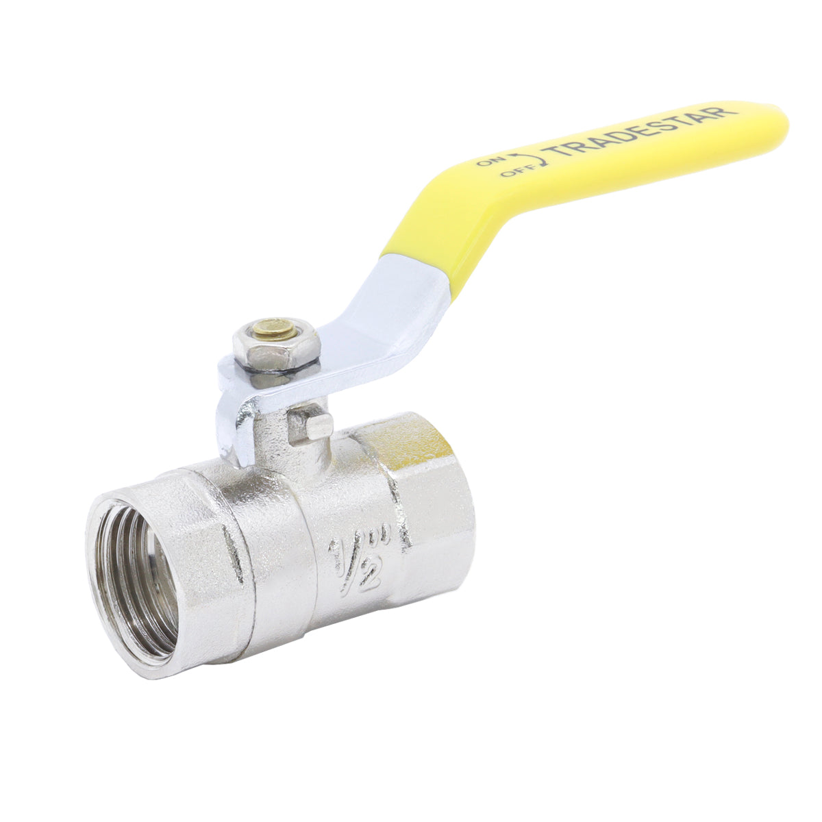 Registro Esfera Metal 1/2 Pol Liga de Zinco Tradestar - Kit com 10 unidades, ideal para controle de fluxo em instalações hidráulicas. Durável, resistente à corrosão e fácil de instalar.