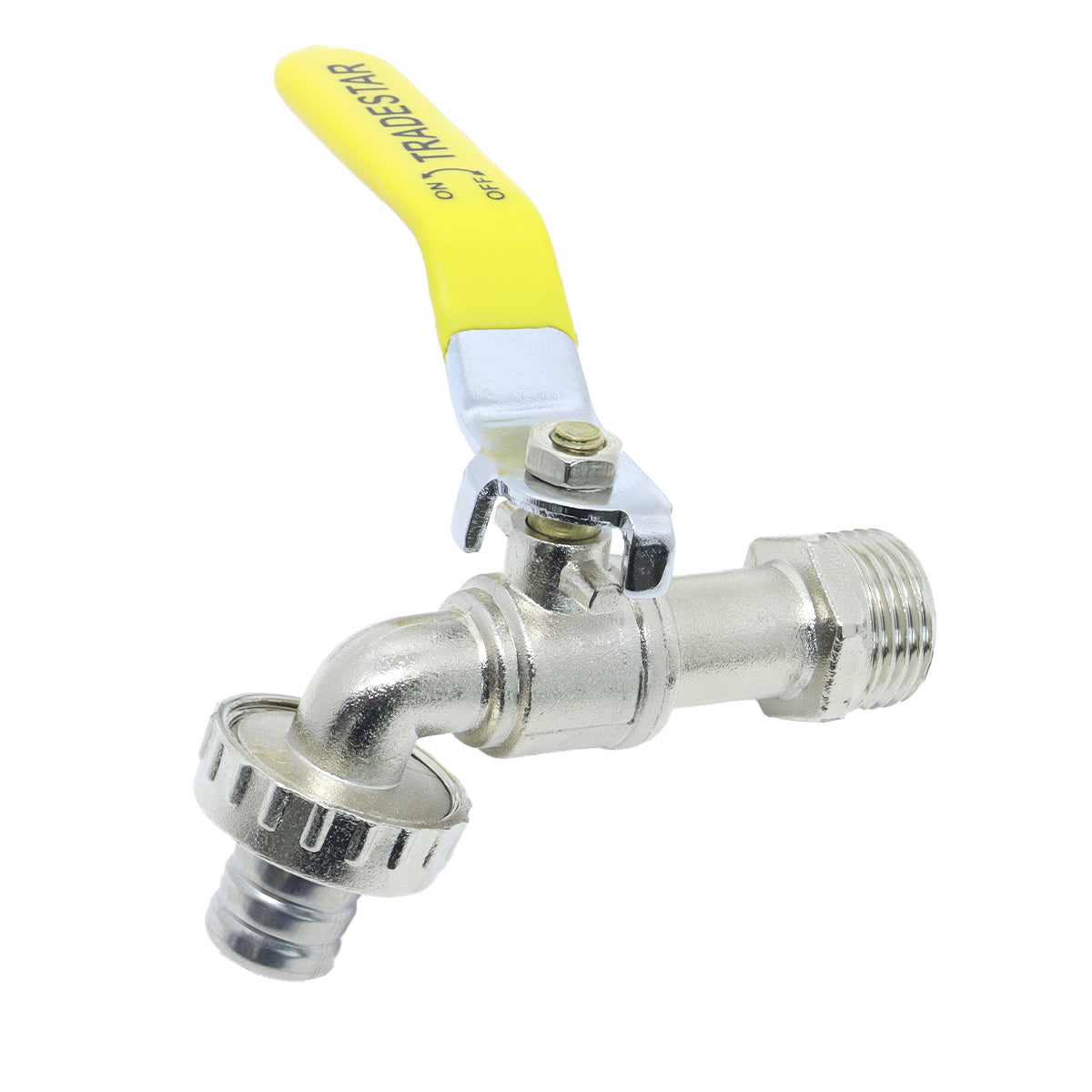 Kit com 5 Torneiras Esfera para Jardim Tradestar com bico 1/2 x 3/4 em metal, ideal para mangueiras. Torneira resistente e elegante para uso externo, perfeita para irrigação e limpeza.