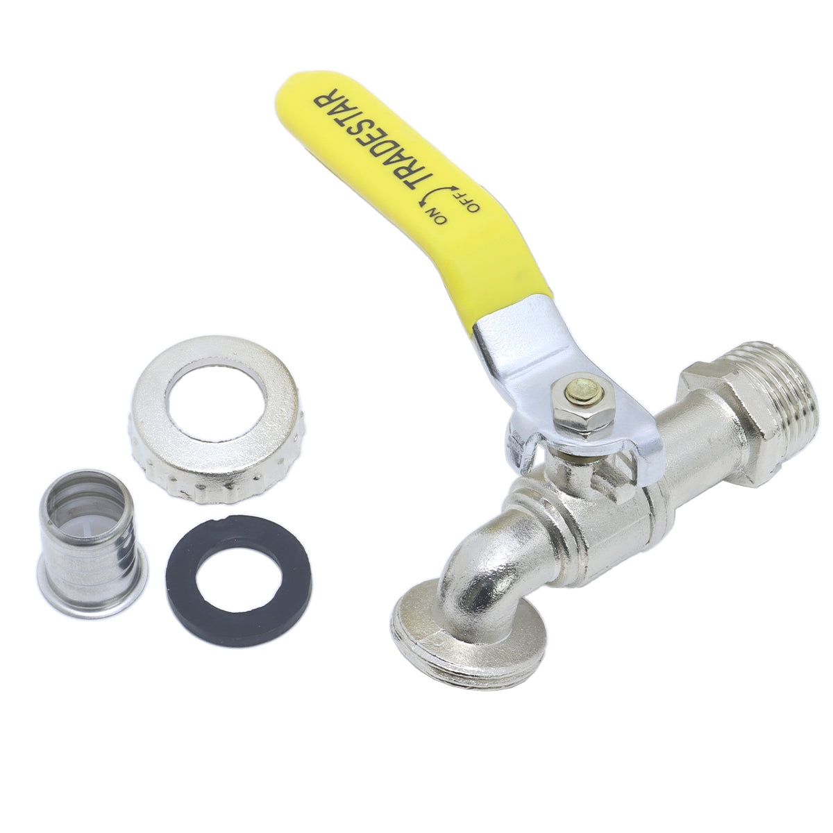 Kit com 10 Torneiras Esfera para Jardim Tradestar com bico 1/2x3/4 em metal, ideal para mangueira. Torneira resistente para área externa, com design elegante e fácil instalação. Perfeita para irrigação e limpeza do jardim.