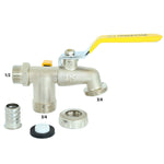 Kit com 5 Torneiras Esfera Tradestar para Tanque e Máquina com 2 Saídas de 1/2x3/4. Torneira de esfera para área de serviço, design durável e elegante, ideal para otimizar espaço e facilitar a rotina doméstica.