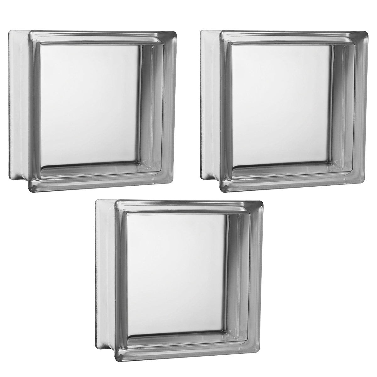 Kit 3 Tijolos Bloco de Vidro Transparente 19x19x8 Tradestar - Ideal para paredes, divisórias e fachadas, proporcionando luminosidade e design moderno. Blocos de vidro lisos e transparentes, perfeitos para projetos de construção e decoração.