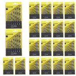 Kit com 20 jogos de brocas para metal Tradestar, cada um com 8 peças de aço rápido, tamanhos de 3mm a 10mm. Ideal para perfuração em metais, chapas e estruturas metálicas. Conjunto de brocas para uso em tornearias, residências, marcenarias, serralherias, construções e oficinas em geral.