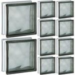 Kit 10 Tijolos Bloco de Vidro Wave Colorido Cinza 19x19x8 - Ideal para paredes, divisórias e projetos decorativos. Blocos de vidro cinza com design wave, proporcionando claridade e um toque moderno para ambientes internos e externos.
