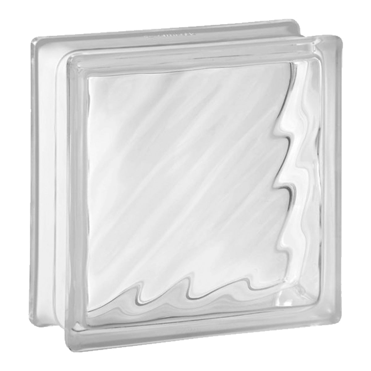Kit 10 Tijolos Bloco de Vidro Transparente 19x19x8 Água - Bloco de vidro transparente com design 'água', ideal para decoração e construção, proporcionando elegância e iluminação natural em ambientes internos e externos. Perfeito para projetos de design de interiores e arquitetura.