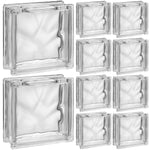 Kit 10 blocos de vidro transparente 19x19x8 com ondas, ideal para design de interiores e projetos de construção. Blocos de vidro para decoração e iluminação, proporcionando elegância e versatilidade em ambientes internos e externos.