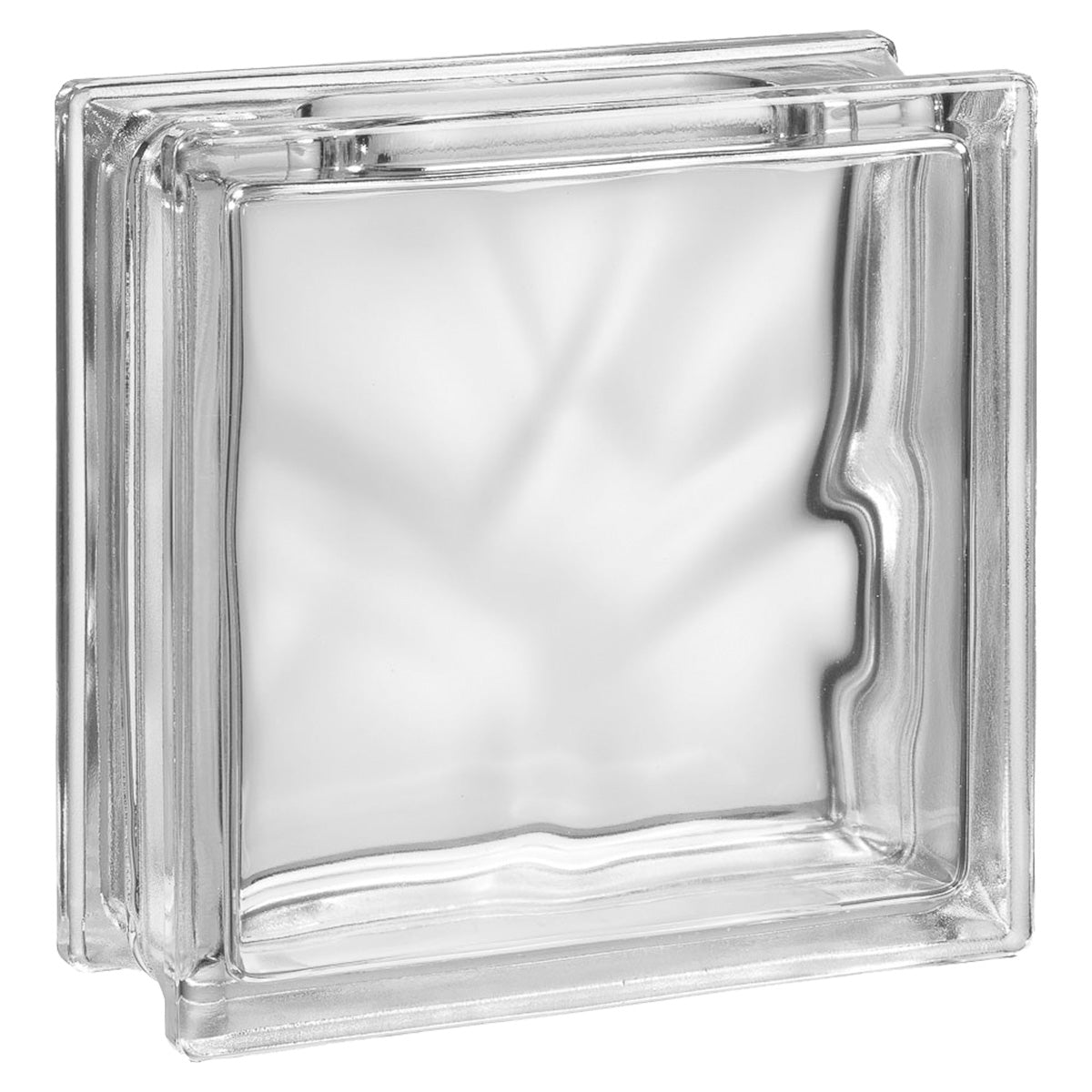 Kit 10 Tijolos Bloco de Vidro Transparente 19x19x8 Ondas - Bloco de vidro transparente com design de ondas, ideal para projetos de design de interiores e arquitetura, proporcionando elegância e iluminação natural.