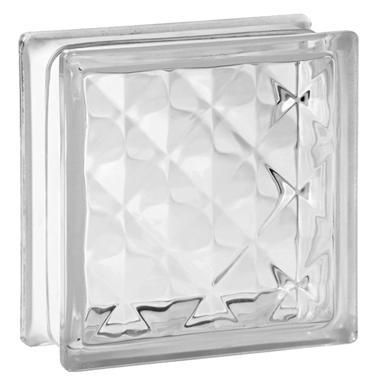 Kit 10 Tijolos Bloco de Vidro Transparente 19x19x8 Pirâmides - Bloco de vidro transparente com design de pirâmides, ideal para decoração e construção de ambientes personalizados. Perfeito para criar efeitos de luz e sombra, e combina com outros blocos da linha básica.
