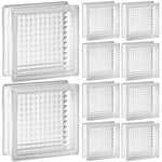 Kit 10 blocos de vidro transparente 19x19x8 com design de rajadas, ideal para projetos de design de interiores e arquitetura, proporcionando elegância e iluminação natural. Perfeito para criar paredes, divisórias e detalhes decorativos em ambientes residenciais e comerciais.