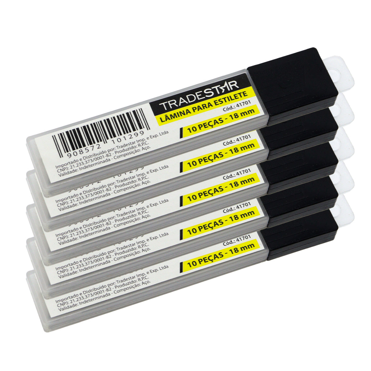 Kit 5 jogos de lâminas para estilete larga 18mm com 50 peças. Lâminas de aço carbono de alta qualidade, ideais para cortes precisos em diversos materiais. Perfeito para uso em construção, artesanato e trabalhos manuais. Produto original, novo e com garantia.