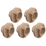 Kit com 5 Adaptadores Flange Soldável 50MM x 1.1/2" para Caixa d'Água. Conexão de PVC resistente e durável para encanamento. Ideal para instalação e manutenção de caixas d'água.
