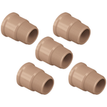 Kit com 5 adaptadores curtos soldáveis de 25mm x 3/4" para caixa d'água, ideal para instalações hidráulicas. Conexão segura e eficiente, livre de vazamentos. Fabricado em PVC, bitola de 25mm x 3/4". Produto original, novo e com garantia.