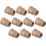 Kit com 10 adaptadores curtos soldáveis de 25mm x 3/4" para caixa d'água. Conexão hidráulica em PVC, ideal para instalações seguras e eficientes. Produto Akato, resistente e fácil de usar. Kit com 10 unidades, perfeito para projetos de encanamento.