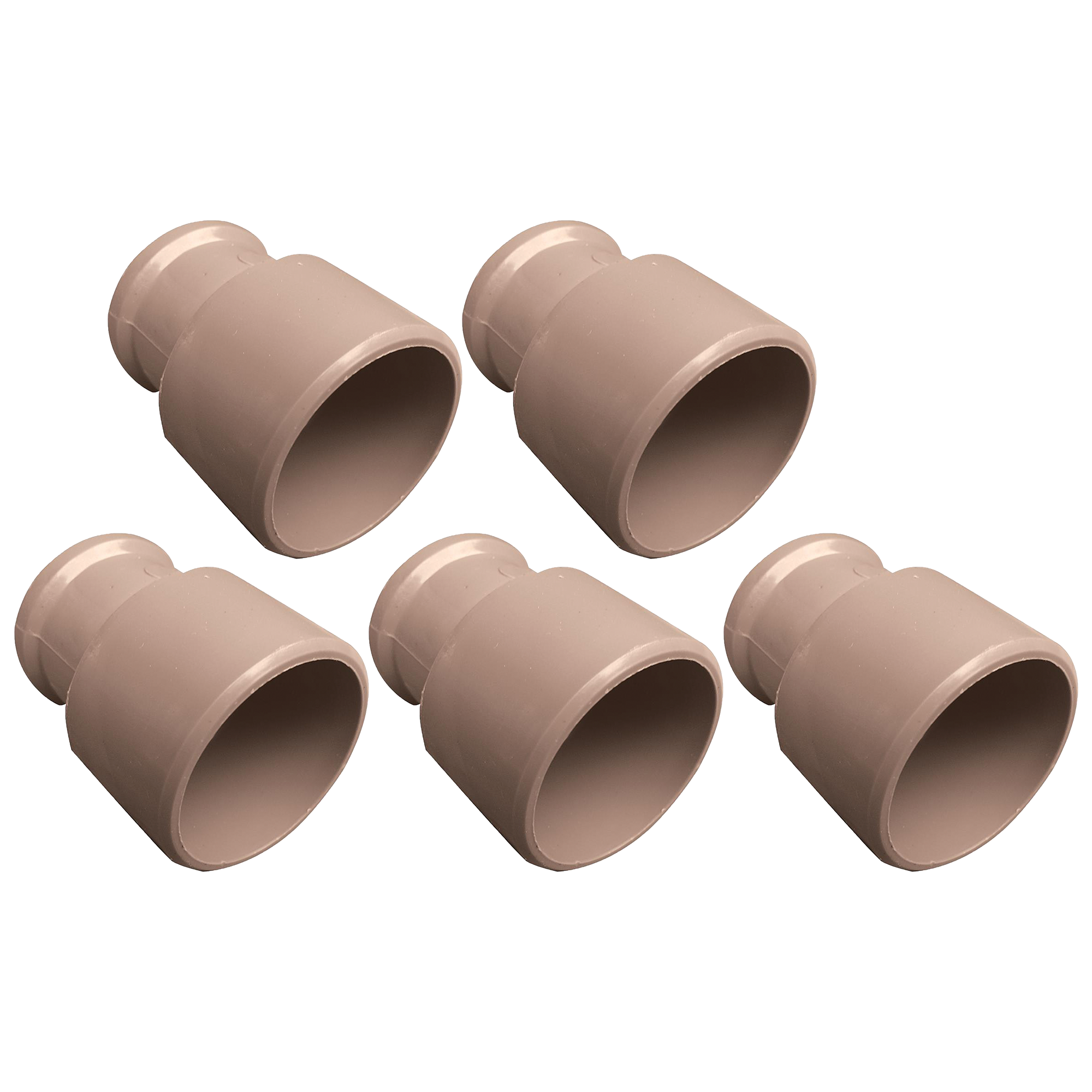 Kit com 5 Buchas de Redução Soldável Longa 50 x 25mm Akato em PVC marrom. Ideal para instalações hidráulicas, reduz diâmetros de forma segura e eficiente. Produto original, com garantia e pronta entrega.