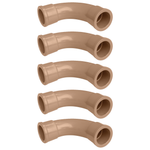 Kit com 5 curvas de 90º curtas soldáveis de 50mm Akato, ideal para instalações hidráulicas. Peças de PVC duráveis e de alta qualidade para mudanças de direção em tubulações. Solução prática e eficiente para encanamentos.