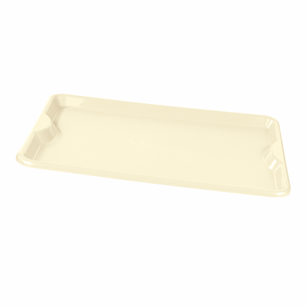Bandeja Multiuso 48x33cm bege para restaurantes e fast food. Ideal para servir alimentos, bebidas e organizar utensílios. Feita de plástico resistente, fácil de limpar e com design ergonômico.