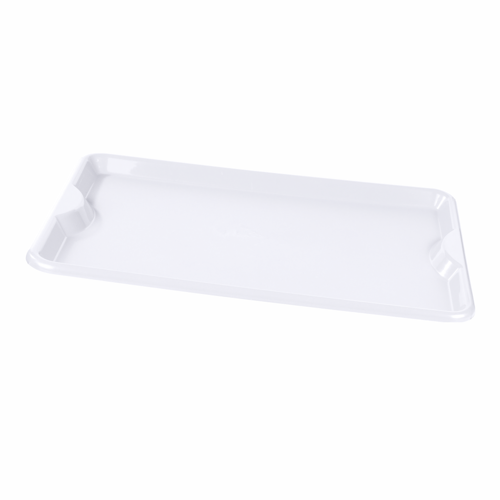 Bandeja Multiuso 48x33cm com lanche completo: hambúrguer, batata frita e refrigerante, ideal para restaurantes e fast food. Bandeja de plástico resistente, fácil de limpar e organizar.
